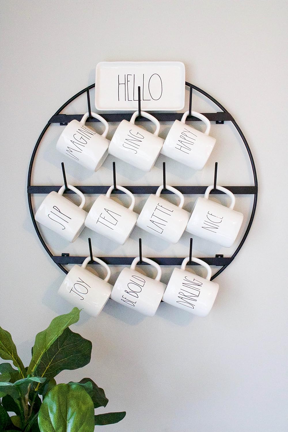 Claimed Corner Mug Rack with Sturdy Steel Frame, Matte Black Finish, Removable Rubber Caps, Wall Mounted (Round 24" x 24")
