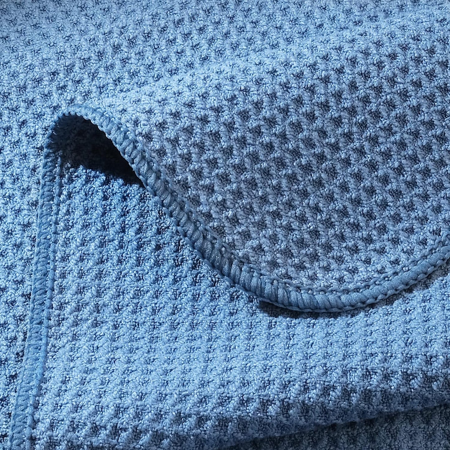 POLYTE Premium Microfiber Kitchen Dish Cloth Waffle Weave 12 Pack (12x12 in, Dark Blue, Gray, Off White)