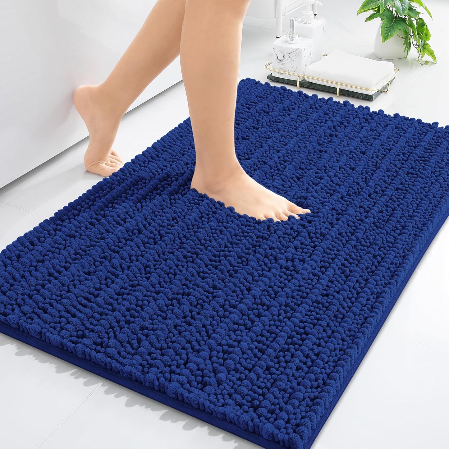 Arotive Luxury Chenille Bathroom Rug Mat, Extra Soft Thick Absorbent Shaggy Bath Rugs, Non-Slip Machine Wash Dry, Plush Bath Mats for Bathroom, Shower and Tub, 34x21, Royal Blue