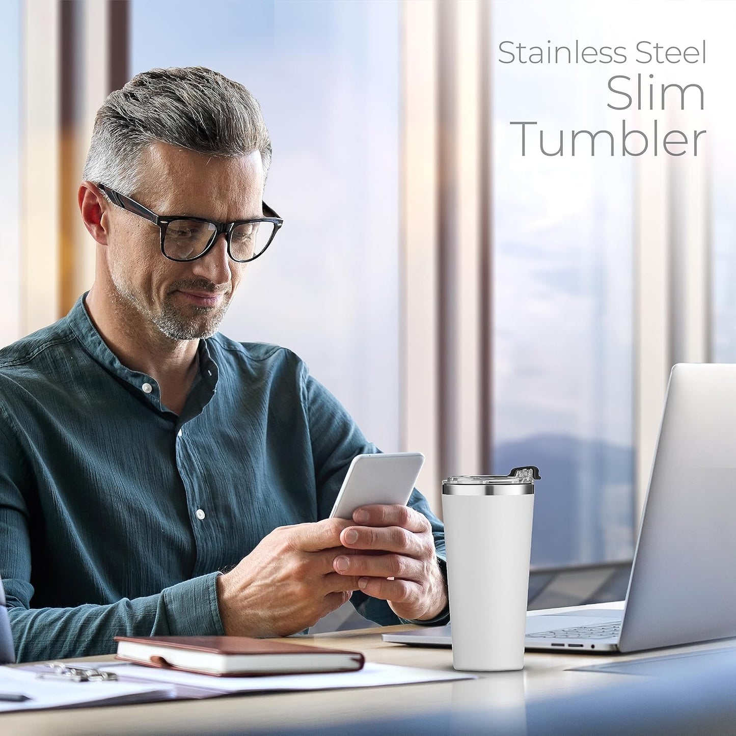 SIPX™ Triple-Insulated Tumblers - 16oz. Premium Modern Tumbler With Lid, insulated Cup Keeps Hot For 6 Hours, Stainless Steel Tumbler Made Of Sustainable Material, Coffee Travel Mug For Home & Office