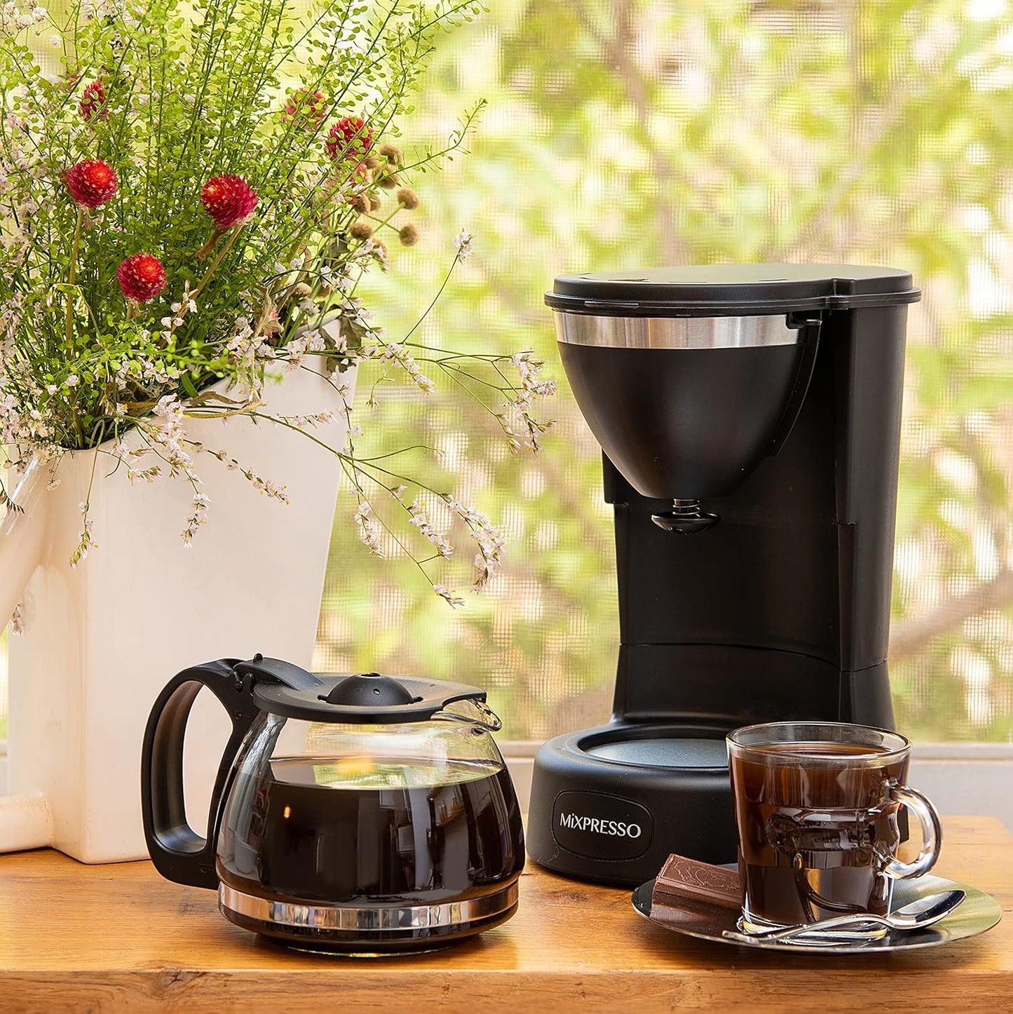 Drip Coffee Maker by Mixpresso Coffee (6 Cups), Black