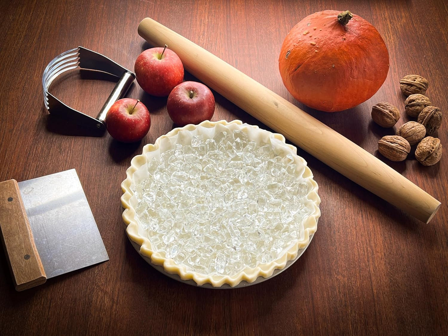 Jewel Glass Pie Weights for Baking | Will Not Roll Away | Better Than Ceramic | Dust-Free Borosilicate Glass | Large Quantity 2.5 lbs | Drawstring Storage Bag | Essential baking tools and accessories