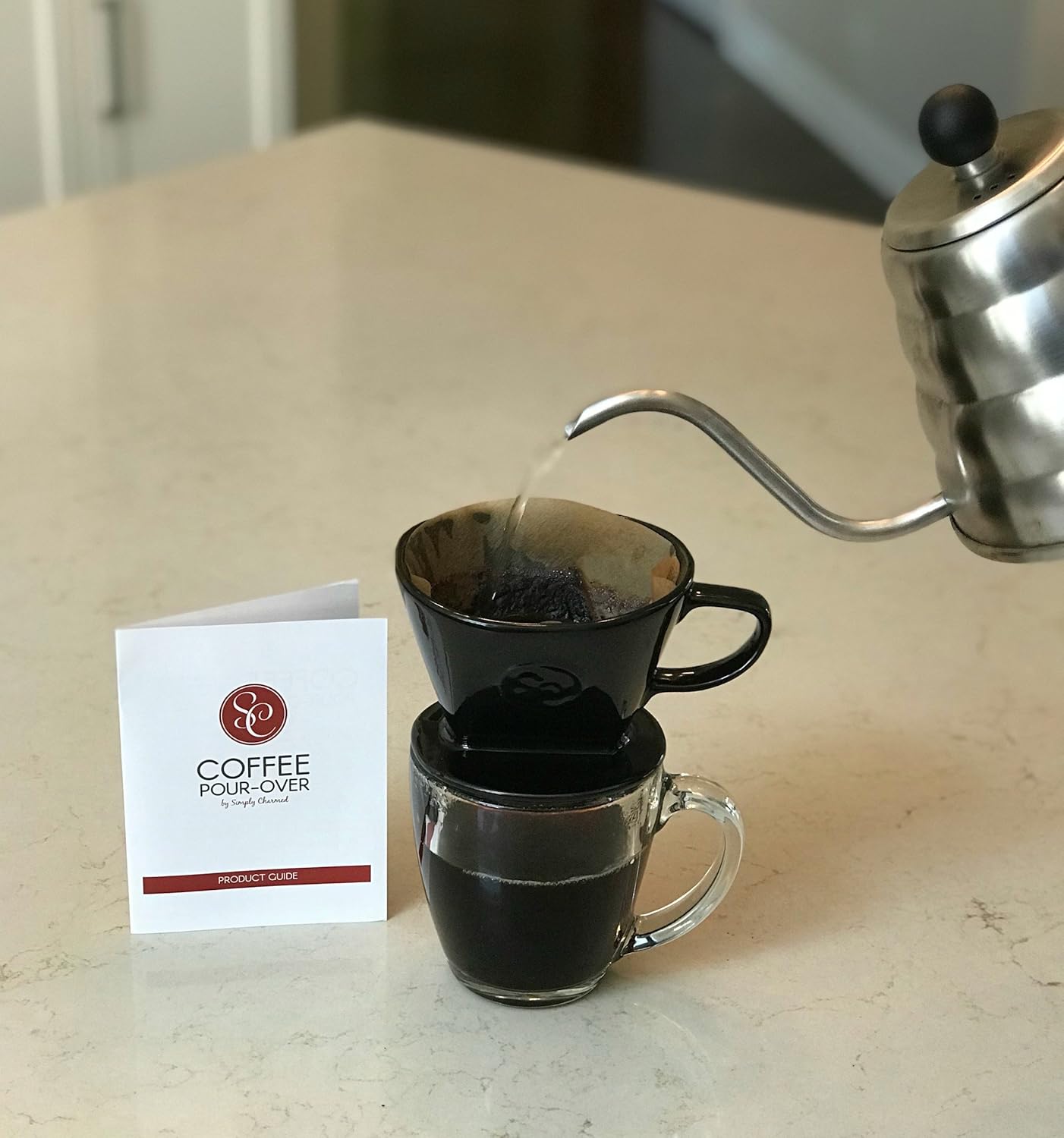 Coffee Pour Over Single Cup Ceramic Brewer Coffee Maker (Black)
