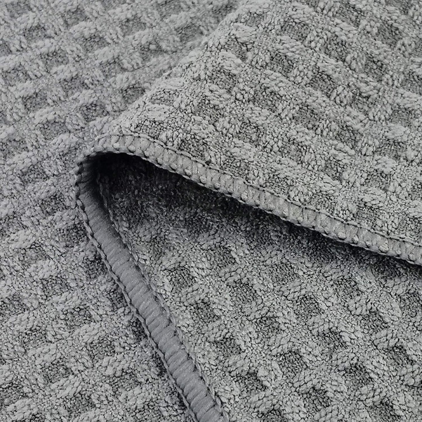 POLYTE Ultra Premium Microfiber Kitchen Dish Hand Towel Waffle Weave, 8 Pack (16x28 in, Gray, White)
