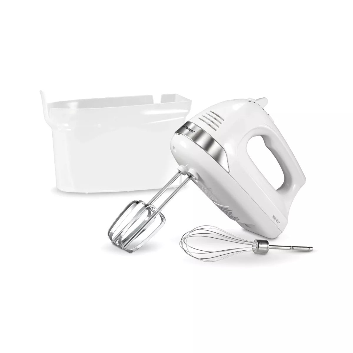 Hamilton Beach 6 Speed Hand Mixer Snap-On Case White 62629: Handheld Mixer for Kitchen, 275W, Dishwasher-Safe Parts