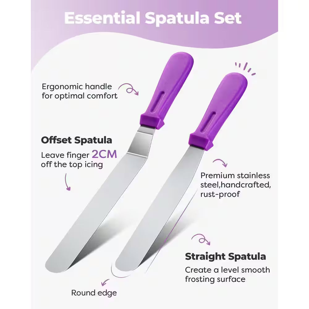 71-Piece Professional Cake Decorating Kit for Beginners and Home Bakers, for Birthdays, Weddings and Holidays, Purple