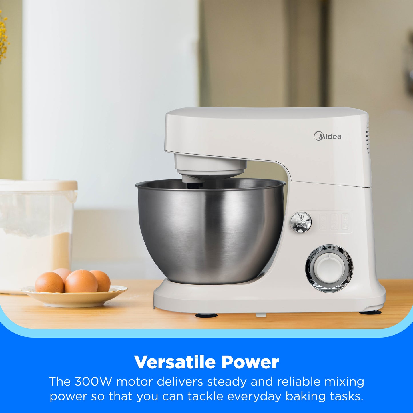 5-Quart Cream Stand Mixer, 300W Small Kitchen Mixer with Bowl, Double Hook, Handles & Pulse Function