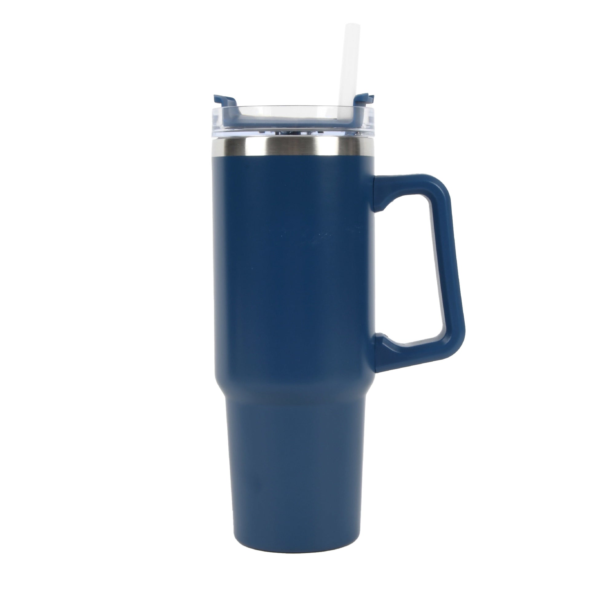 30 Oz Tumbler Mug with Lid and Straw, Reusable Insulated Stainless Steel Tumbler for Iced & Hot Beverages, Blue