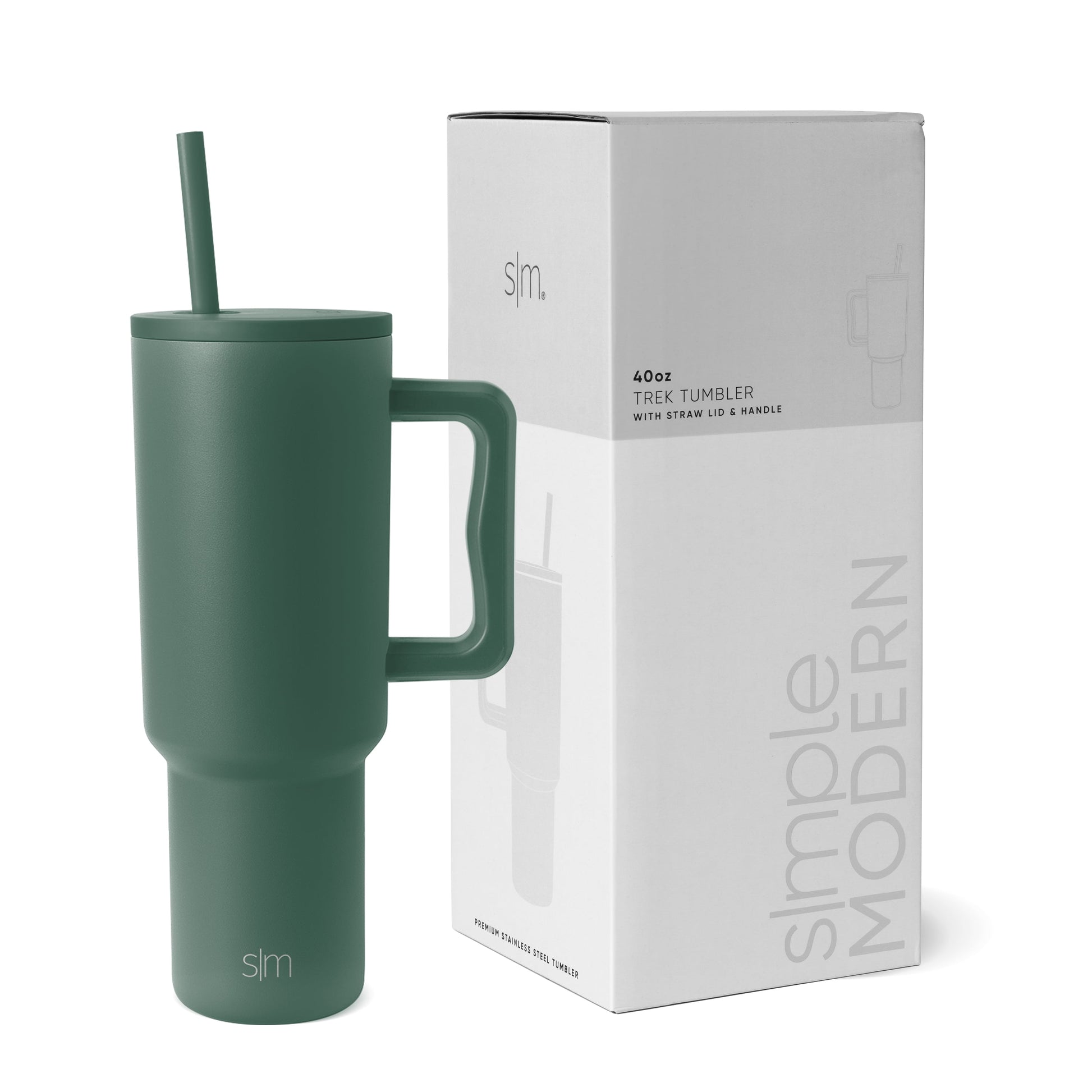 40 Fl Oz Insulated Stainless Steel Trek Tumbler with Straw Lid | Glamping Forest