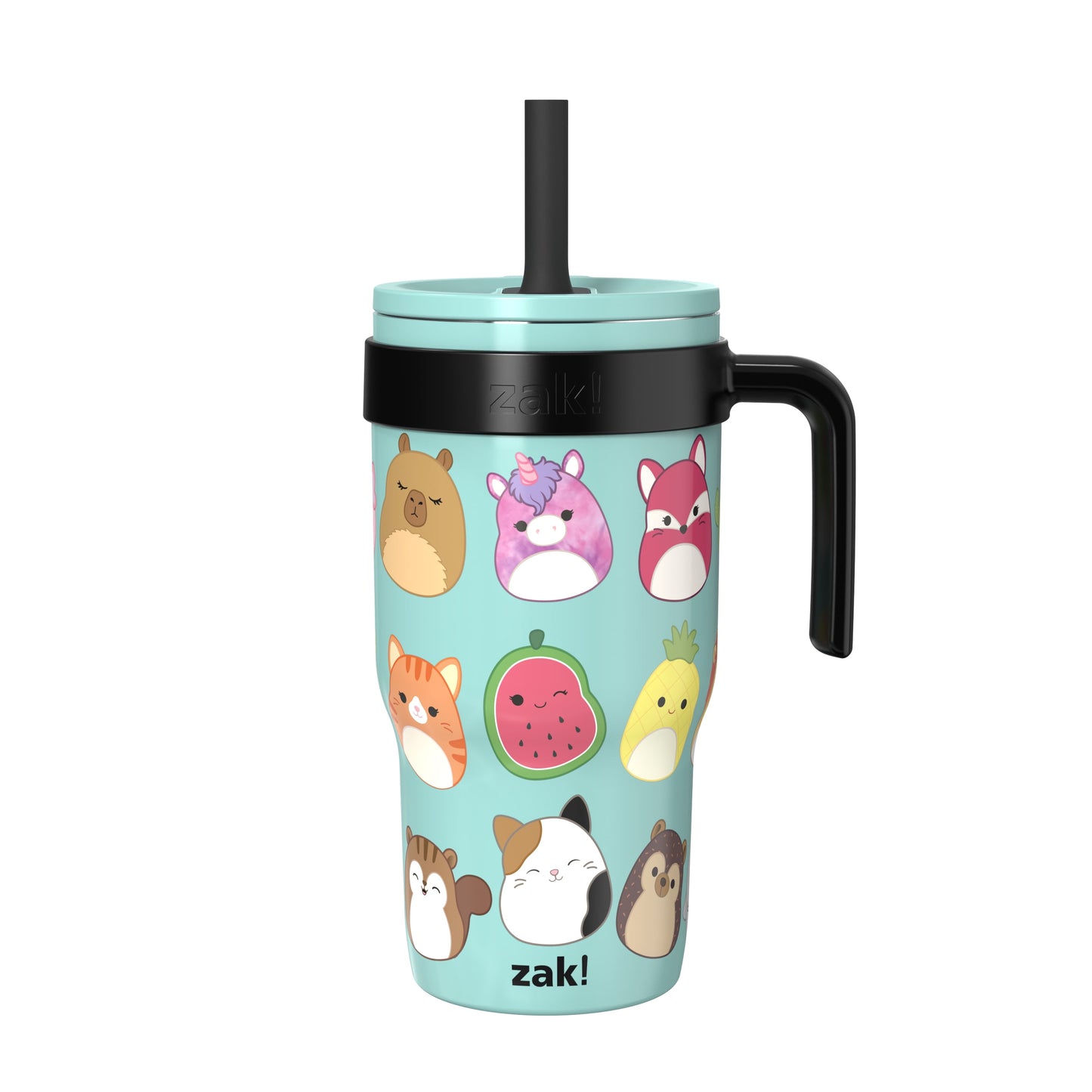 18Oz Squishmallows Kids Straw Handle Gray Tumbler, Stainless Steel Vacuum Insulated Cruiser Tumbler with Silicone Straw Utilizing Leak-Proof Valve, Travel Straw Tumbler with Handle