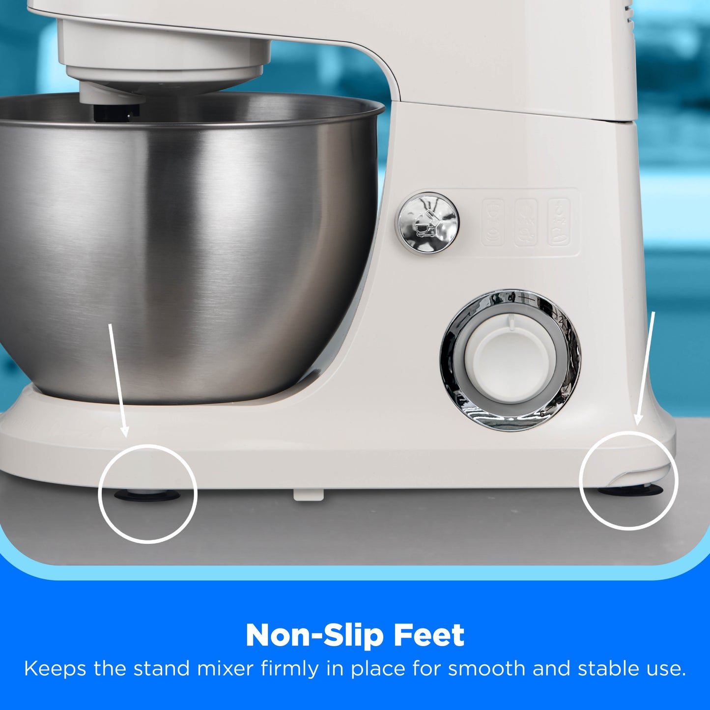 5-Quart Cream Stand Mixer, 300W Small Kitchen Mixer with Bowl, Double Hook, Handles & Pulse Function