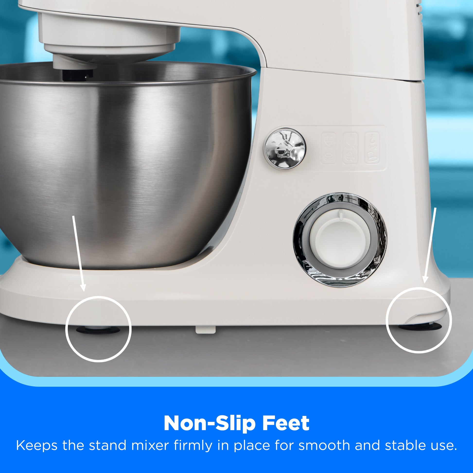 5-Quart Cream Stand Mixer, 300W Small Kitchen Mixer with Bowl, Double Hook, Handles & Pulse Function