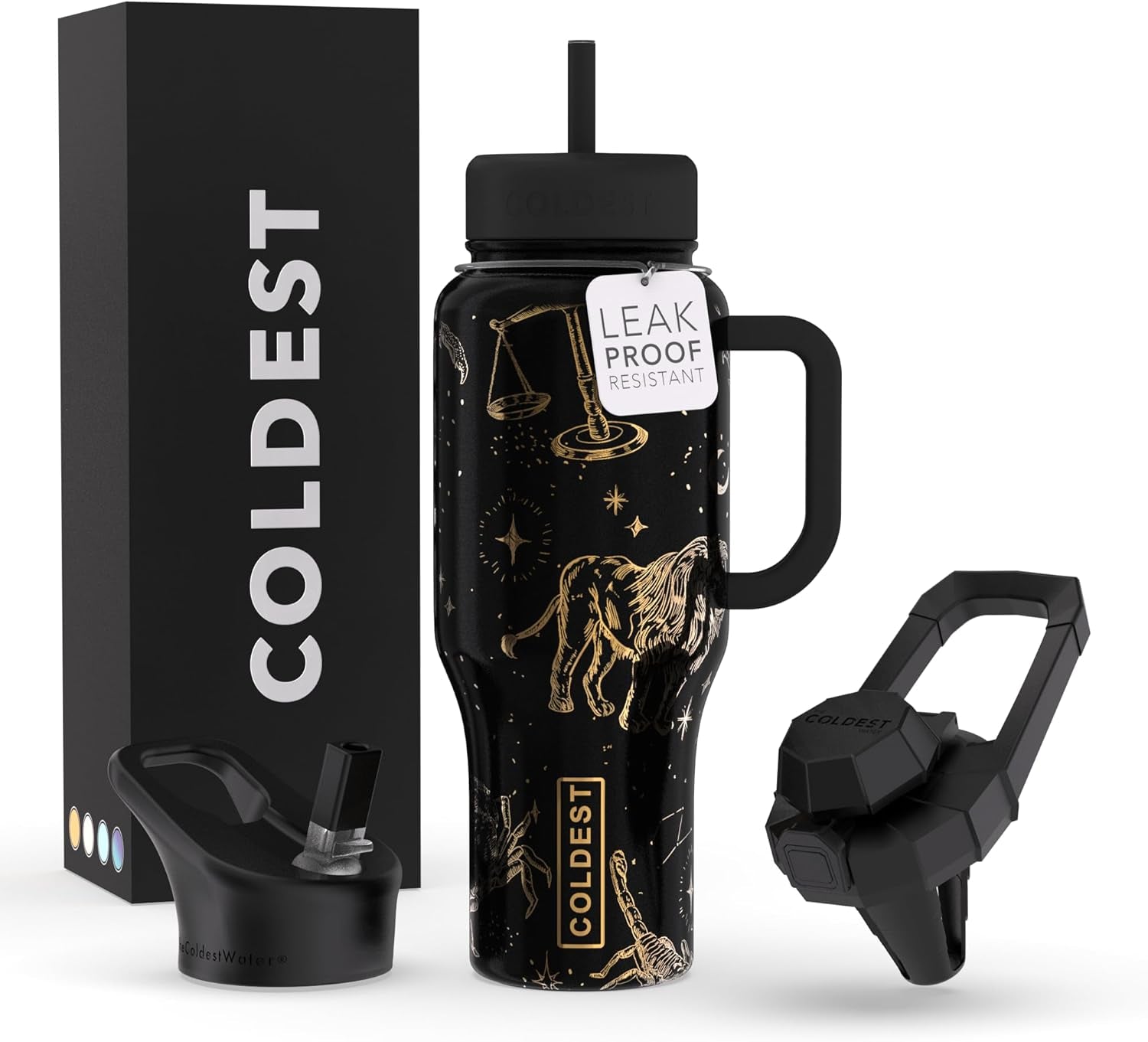 Coldest Tumbler with Handle and Straw, 100% Leak Proof Insulated Tumbler with Lid and Straw (3 Lids), Stainless Steel Tumblers for Women & Men, Cup Holder Friendly, 36 Oz (Across Universe)