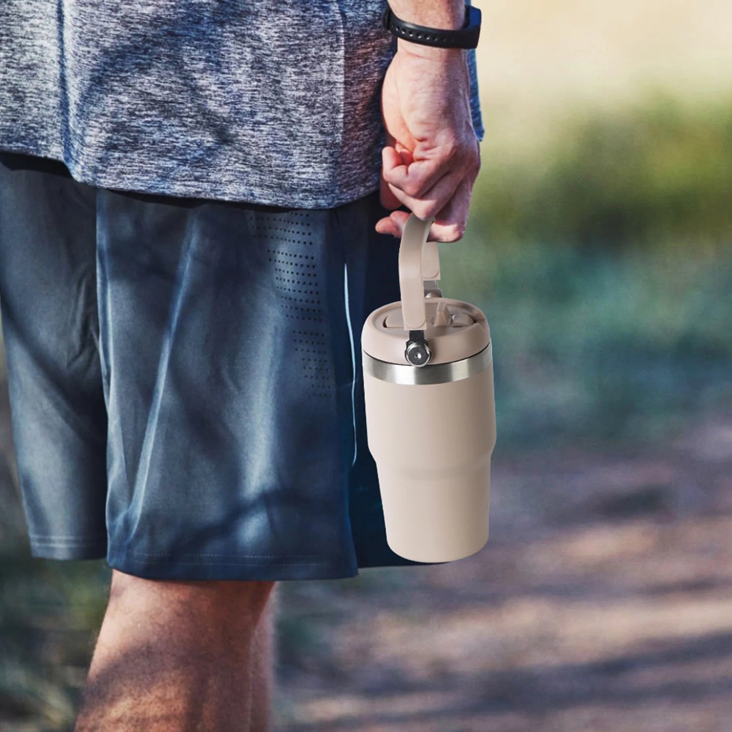 18 Oz Stainless Steel Insulated Swivel Tumbler, Tan
