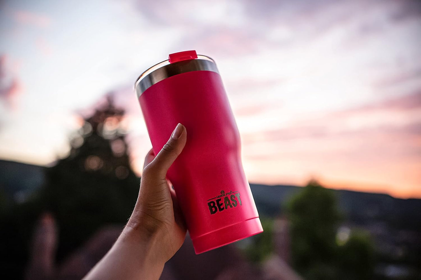 Beast 30 Oz Tumbler Stainless Steel Vacuum Insulated Coffee Ice Cup Double Wall Travel Flask (Cupcake Pink)