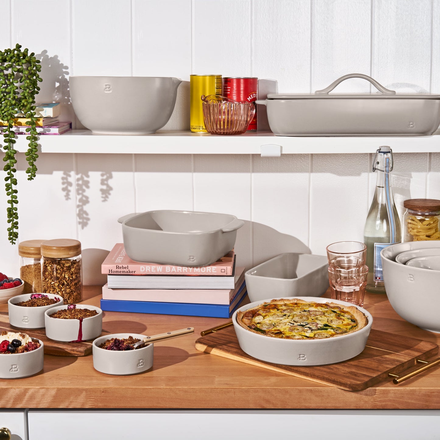 3-Piece Stoneware Nesting Mixing Bowl Set, Porcini Taupe by Drew Barrymore