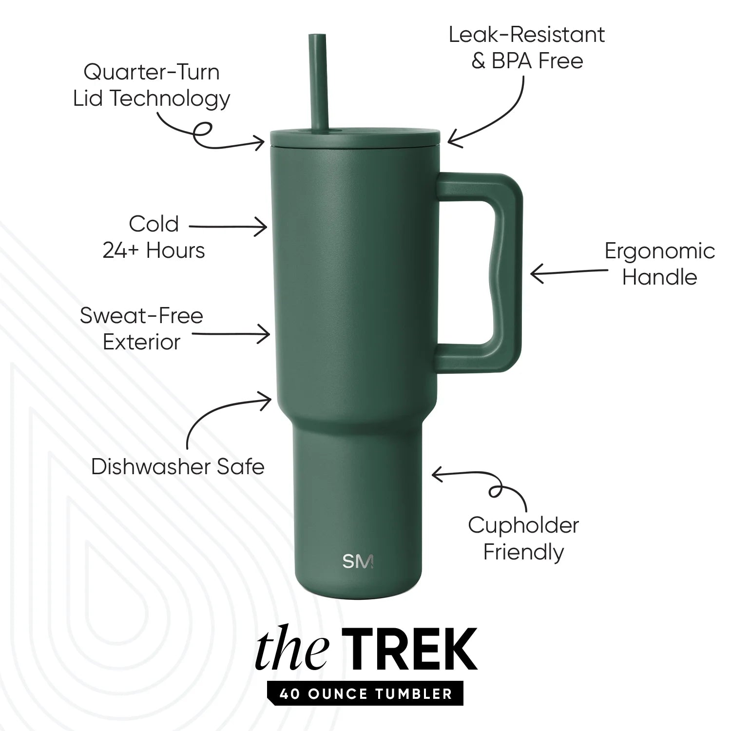 40 Fl Oz Insulated Stainless Steel Trek Tumbler with Straw Lid | Forest