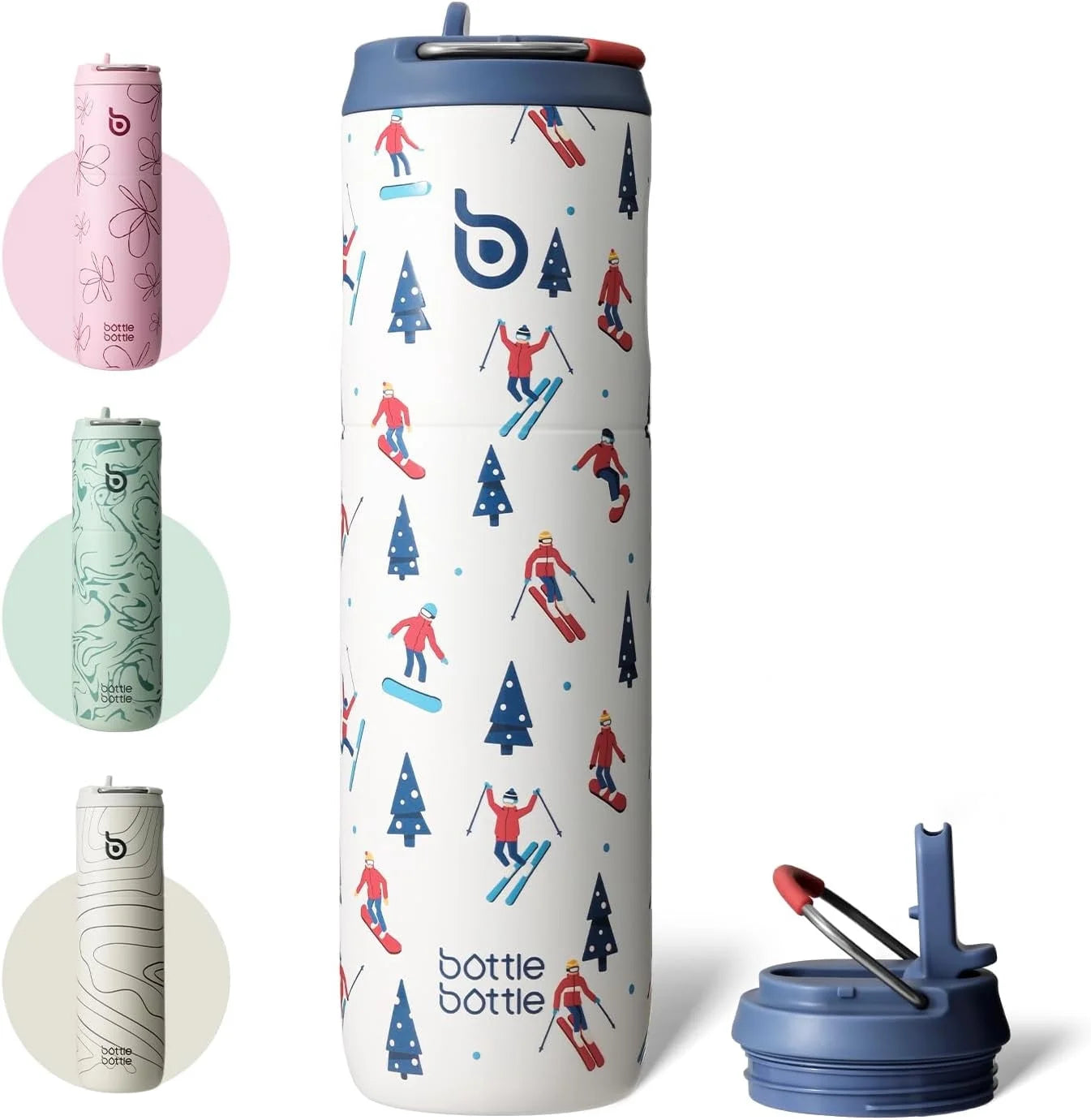 Insulated Water Bottle 24Oz with Straw Lid and Handle for Sports Travel Gym Stainless Steel Water Bottles Double-Wall Vacuum Metal Leak Proof Bpa-Free (Pink Bow)