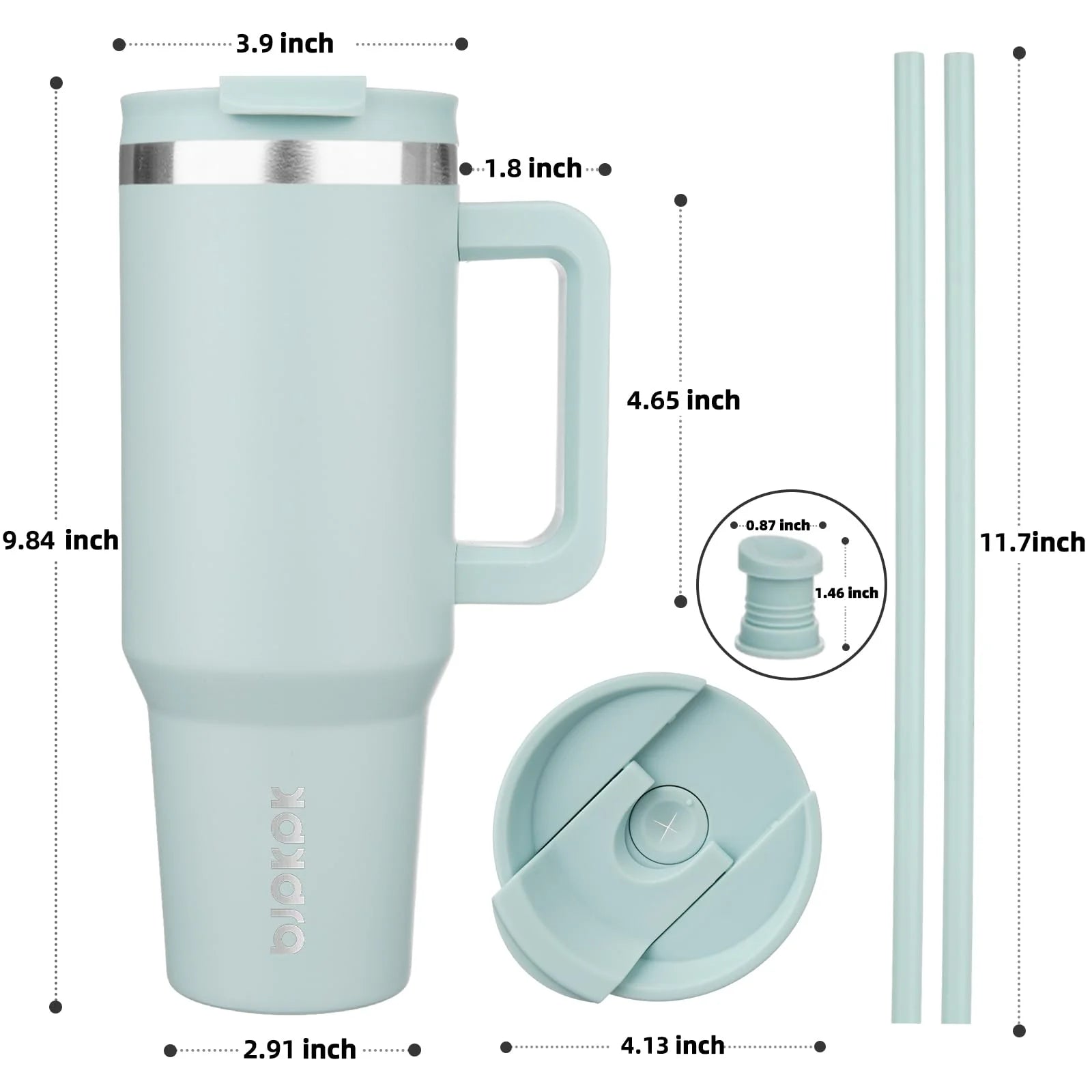 40 Oz Insulated Tumbler with Lid and Straw Stainless Steel Tumblers Cup with Handle for Women and Men,Blue Haze