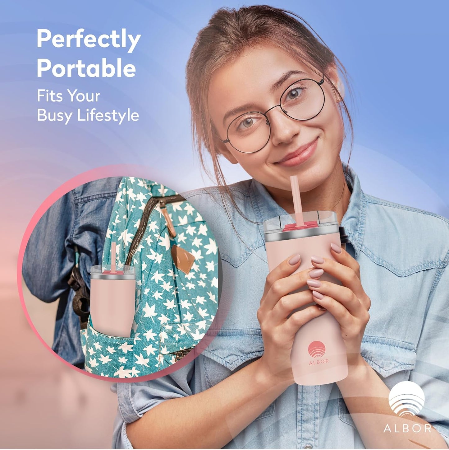 20 Oz Insulated Coffee Tumbler with Lid and Straw, Insulated Water Bottle, Stainless Steel Tumbler, Leak Proof Water Bottle, Travel Coffee Mug (Mint, 20 Oz)