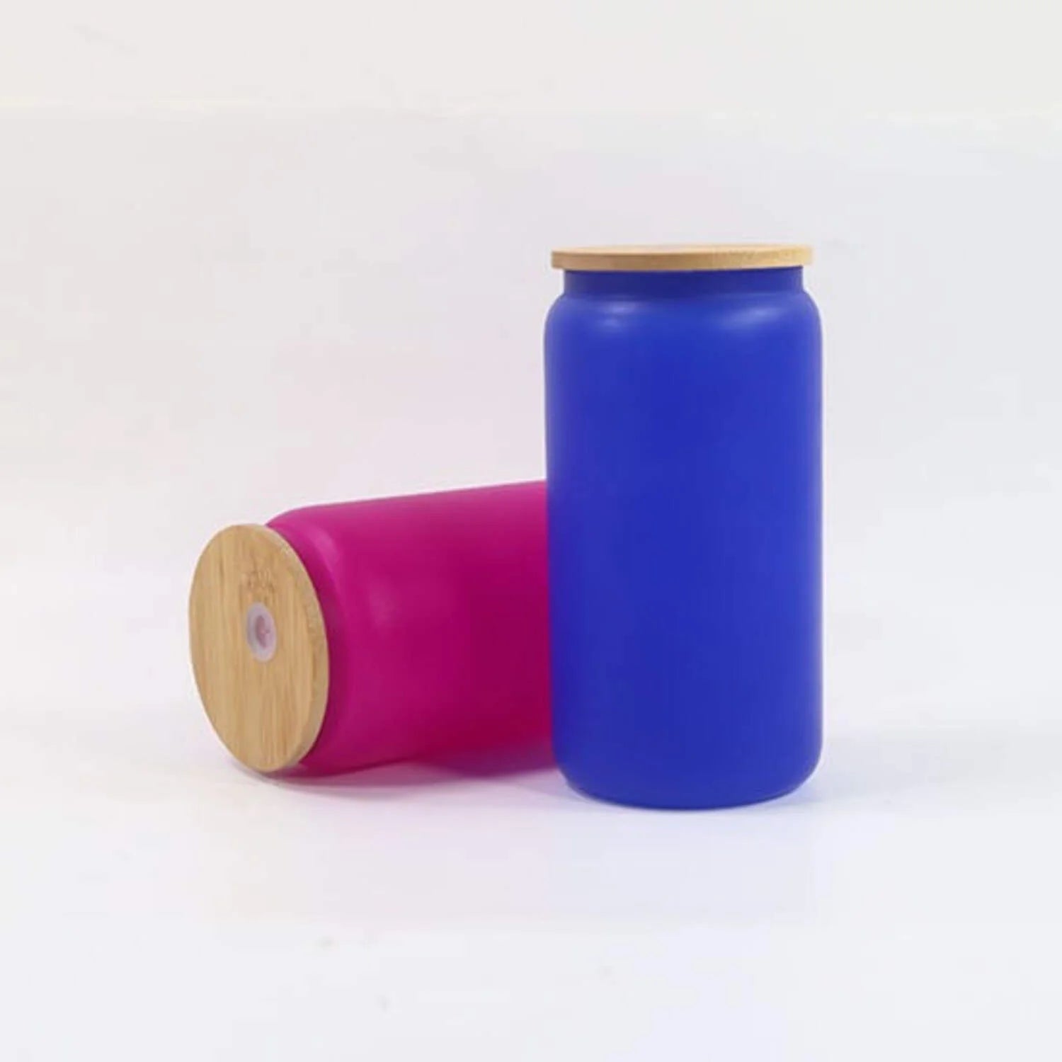 16Oz Blank Sublimation Color Changing Glass Jar Cans Tumblers (Includes Bamboo Lid Straw)