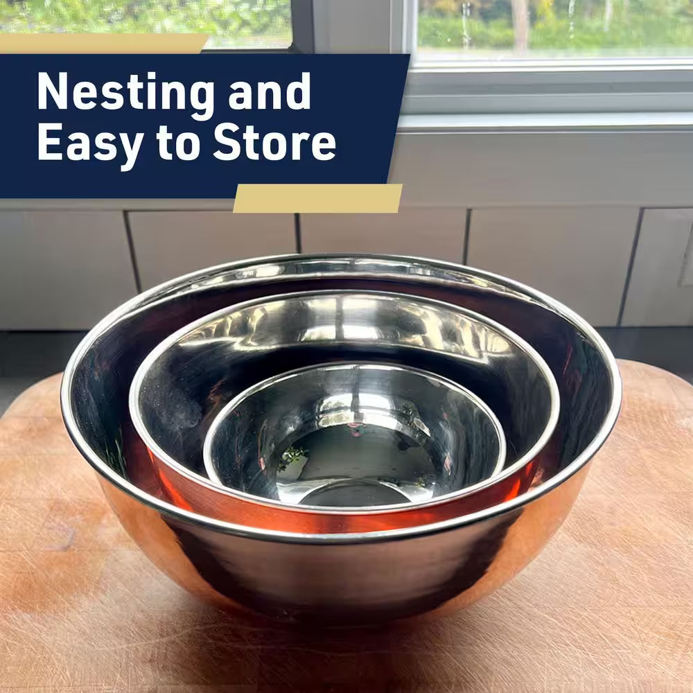 3 Piece Copper Mixing Bowl Set