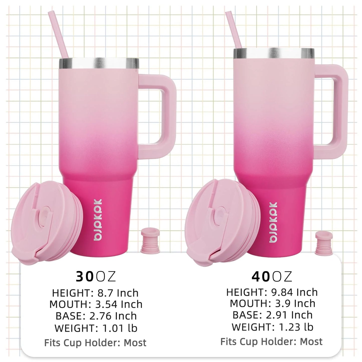 40Oz Stainless Steel Insulated Tumbler with Handle and Lid Straw Travel Coffee Mug Thermal Cup,Cherry Blossom