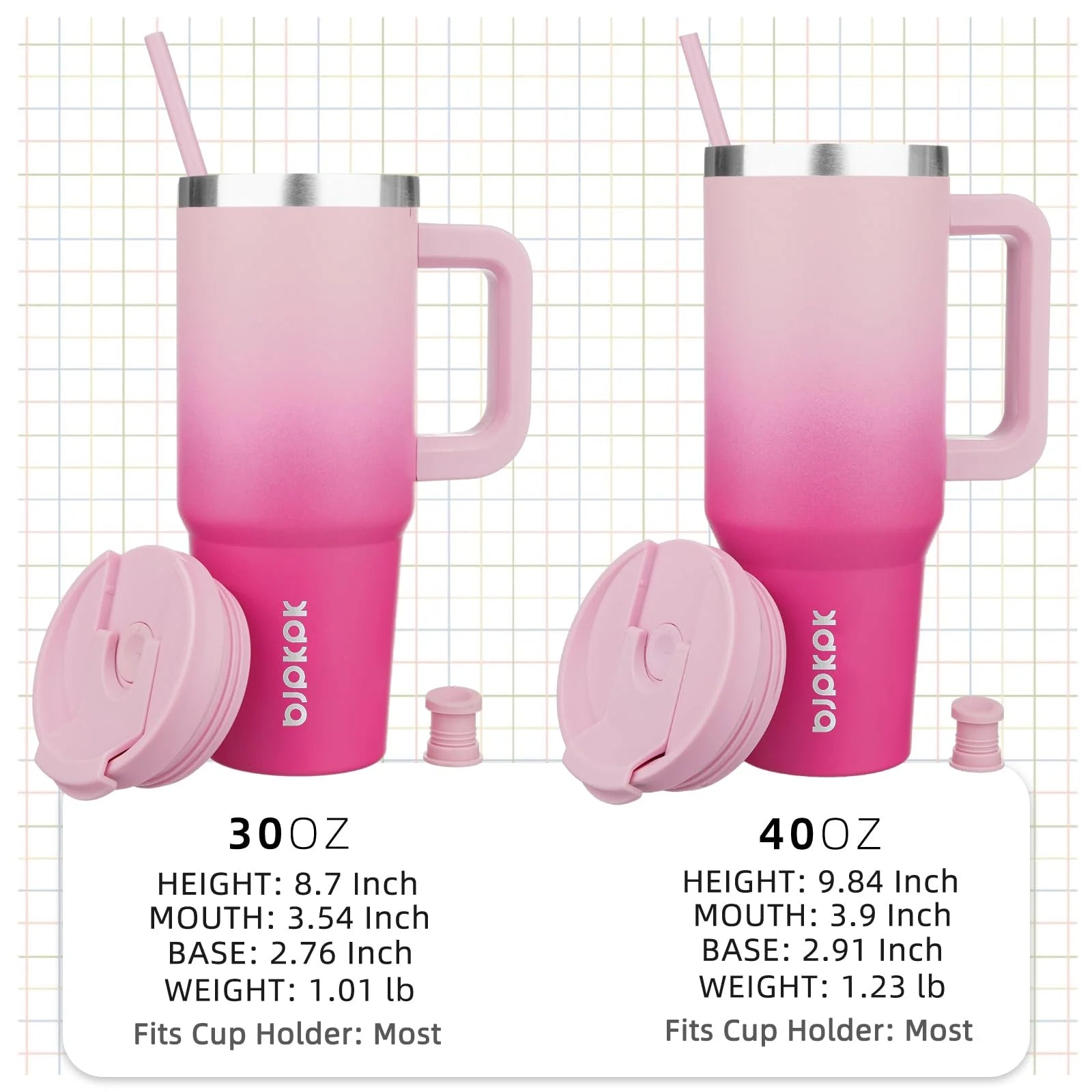 40Oz Stainless Steel Insulated Tumbler with Handle and Lid Straw Travel Coffee Mug Thermal Cup,Cherry Blossom