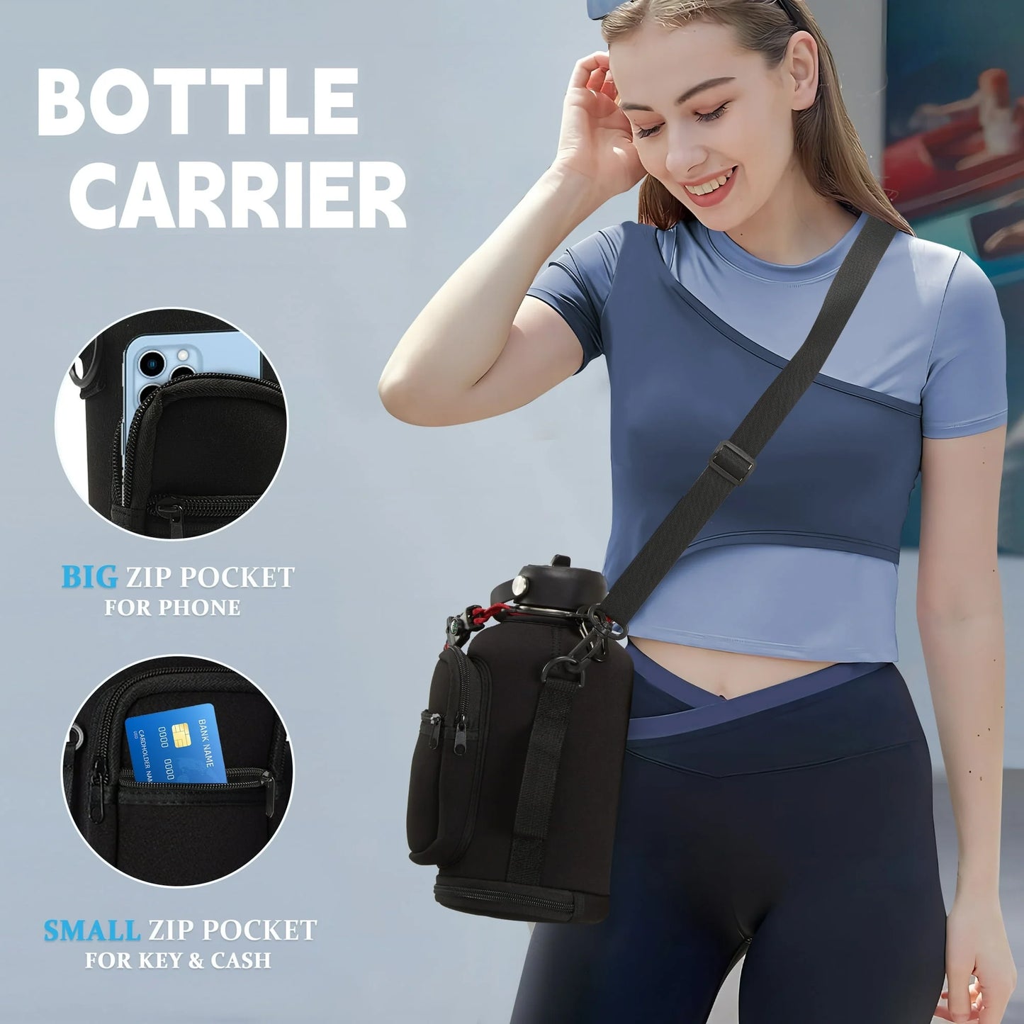 64 Oz Insulated Water Bottle with Straw & Auto Spout Lids,Paracord Handle,Strap Carrier & Protective Boot,Half Gallon Water Bottle,Wide Mouth Metal Canteen Thermo Flask,Leak-Proof Hydro Water Jug