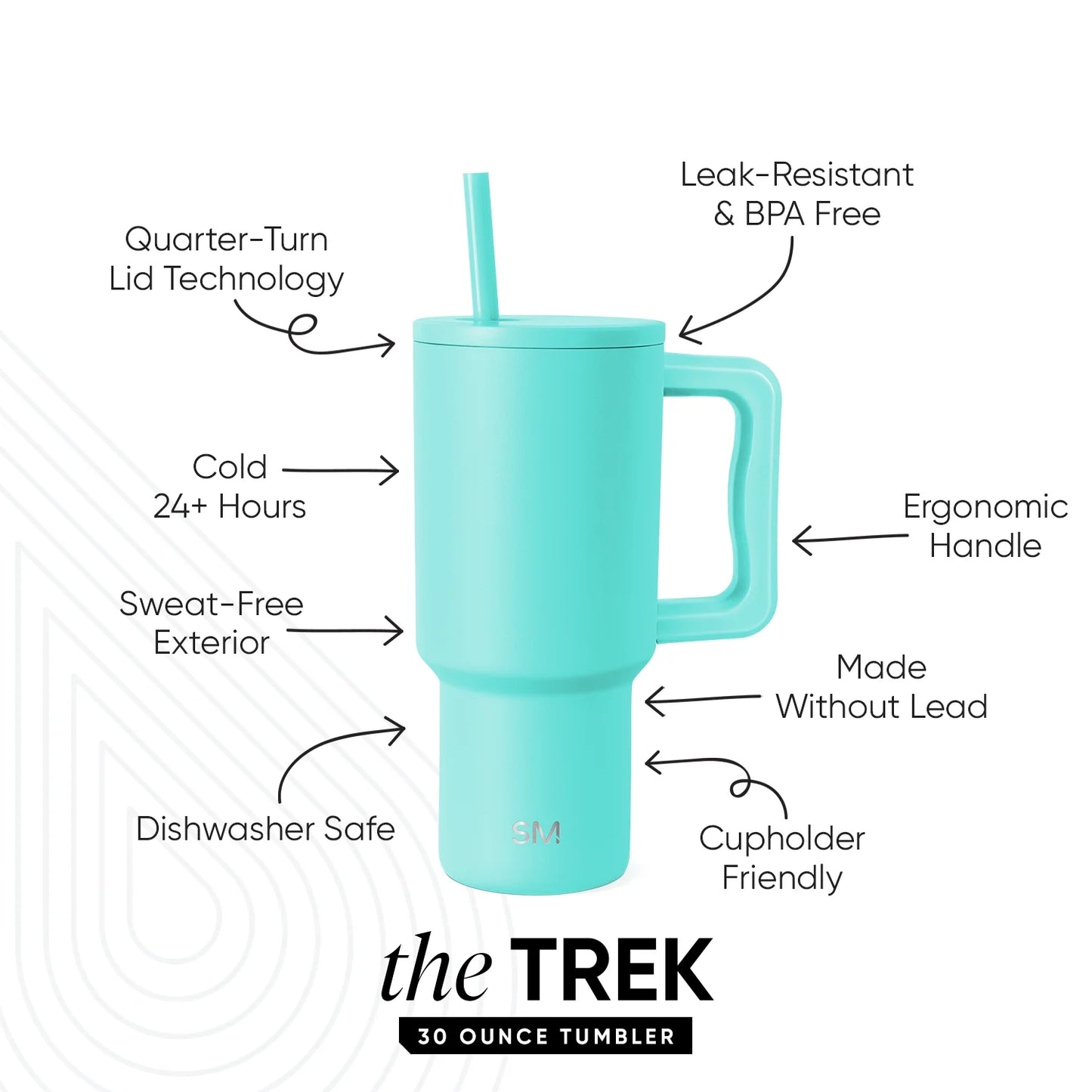 (4 Pack)  30 Fl Oz Insulated Stainless Steel Trek Tumbler with Straw Lid | Ocean Water