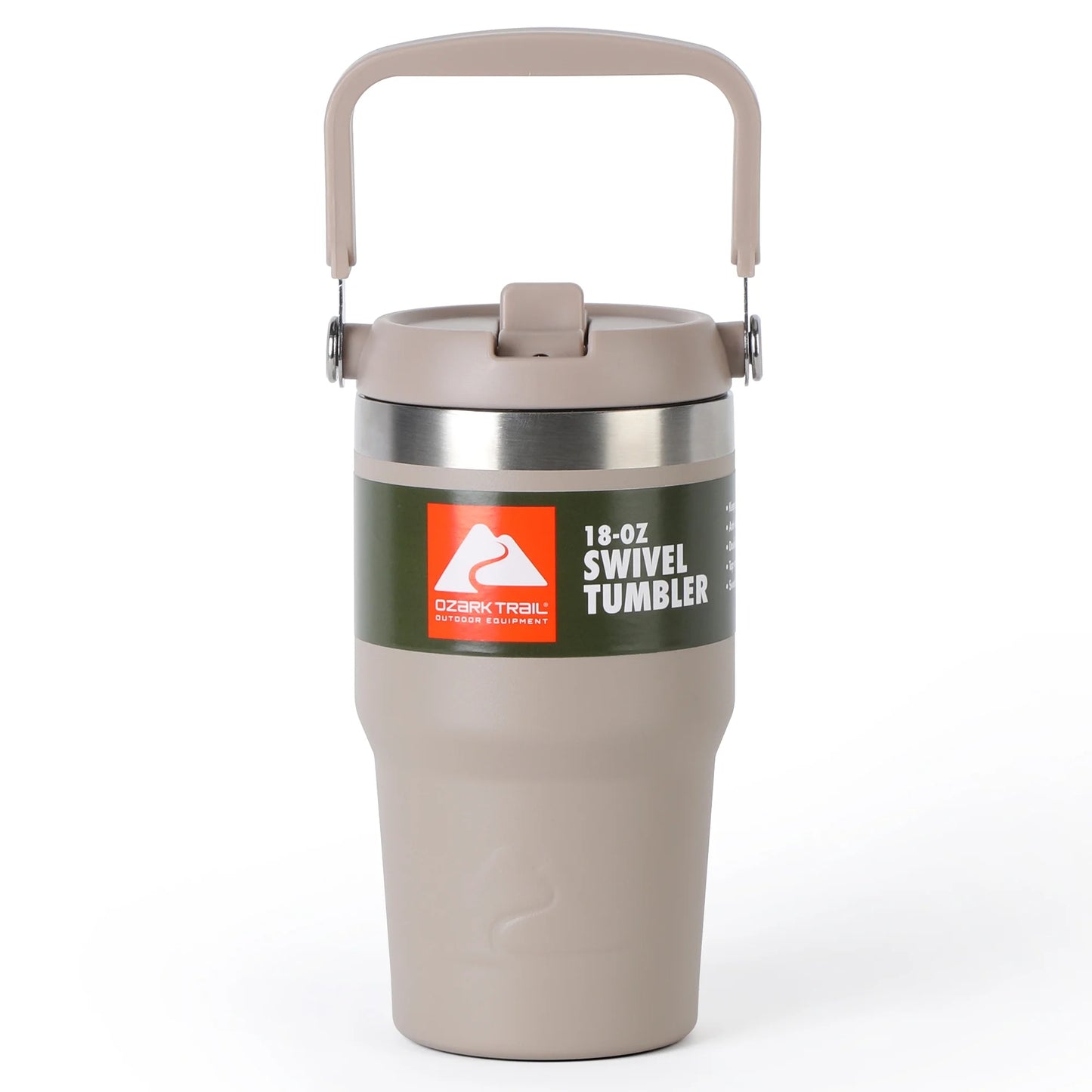 18 Oz Stainless Steel Insulated Swivel Tumbler, Tan