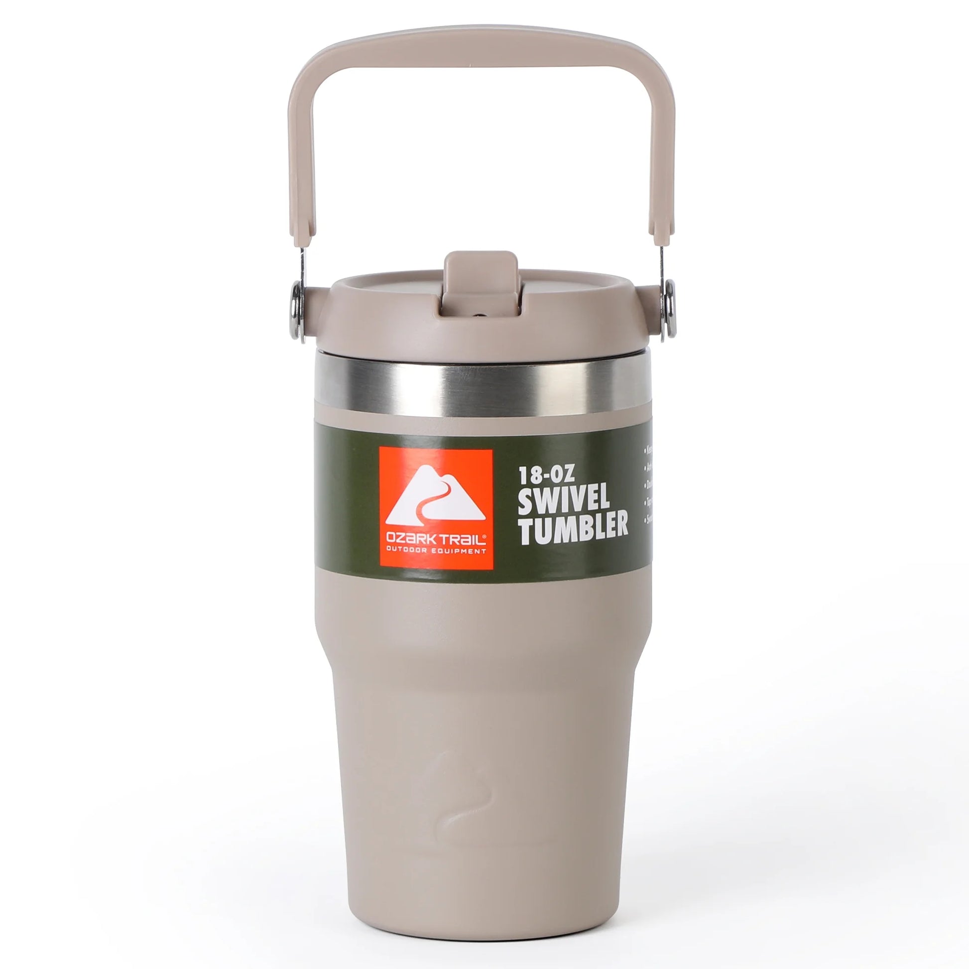 18 Oz Stainless Steel Insulated Swivel Tumbler, Tan
