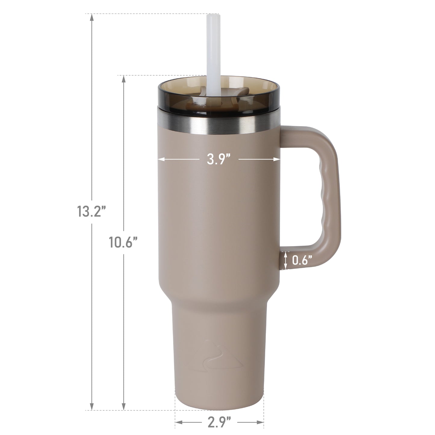 40 Oz Stainless Steel Insulated Tumbler with Handle, Tan