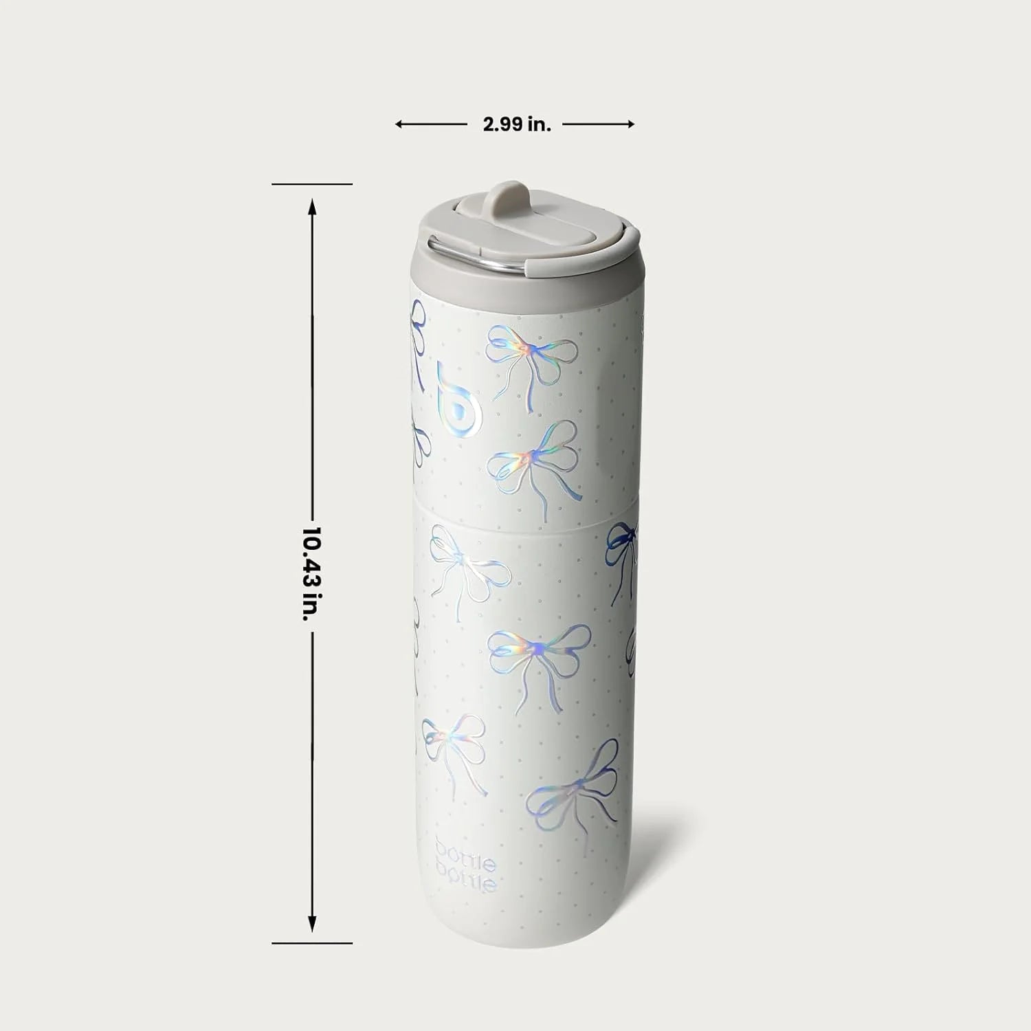 Insulated Water Bottle 24Oz with Straw Lid and Handle for Sports Travel Gym Stainless Steel Water Bottles Double-Wall Vacuum Metal Leak Proof Bpa-Free (Bling Bow)