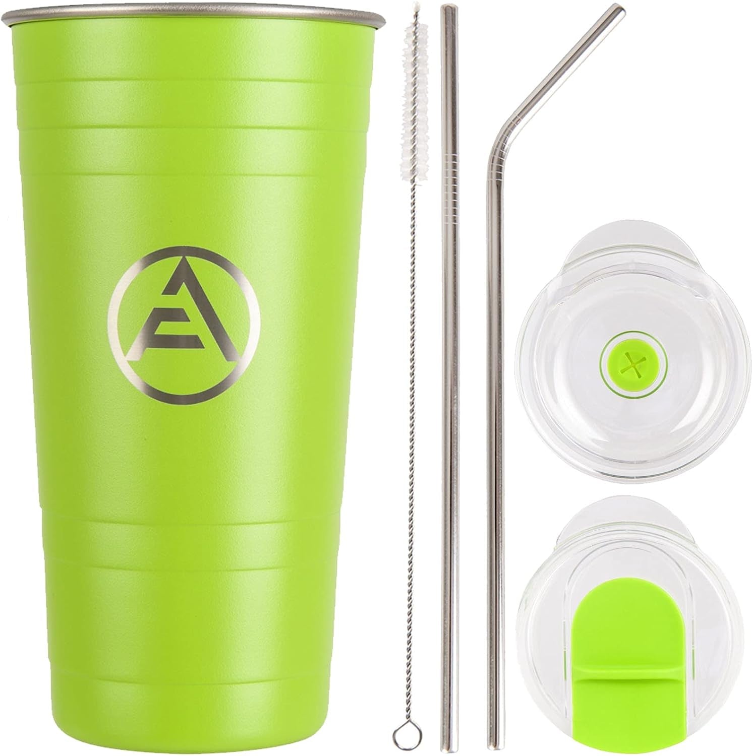Stainless Steel Coffee Tumbler with Straw, Insulated Tumblers Coffee Travel Mug, 16 Oz Double Wall Thermal Cup for Hot Cold Drinks - Avocado Green