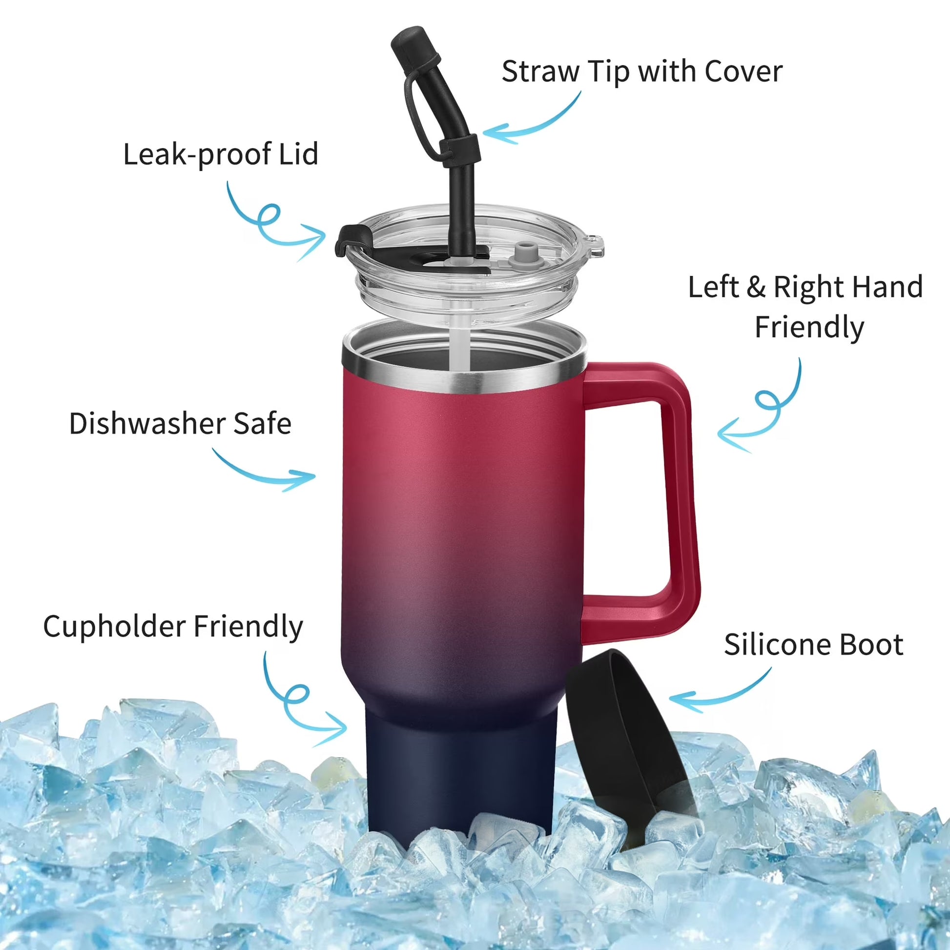 40 Oz Tumbler with Handle and Straw,Stainless Steel Insulated Cup,100% Leak-Proof Travel Coffee Mug for Hot and Cold Beverage,Water Bottle for Office Gym Car Metal Cup