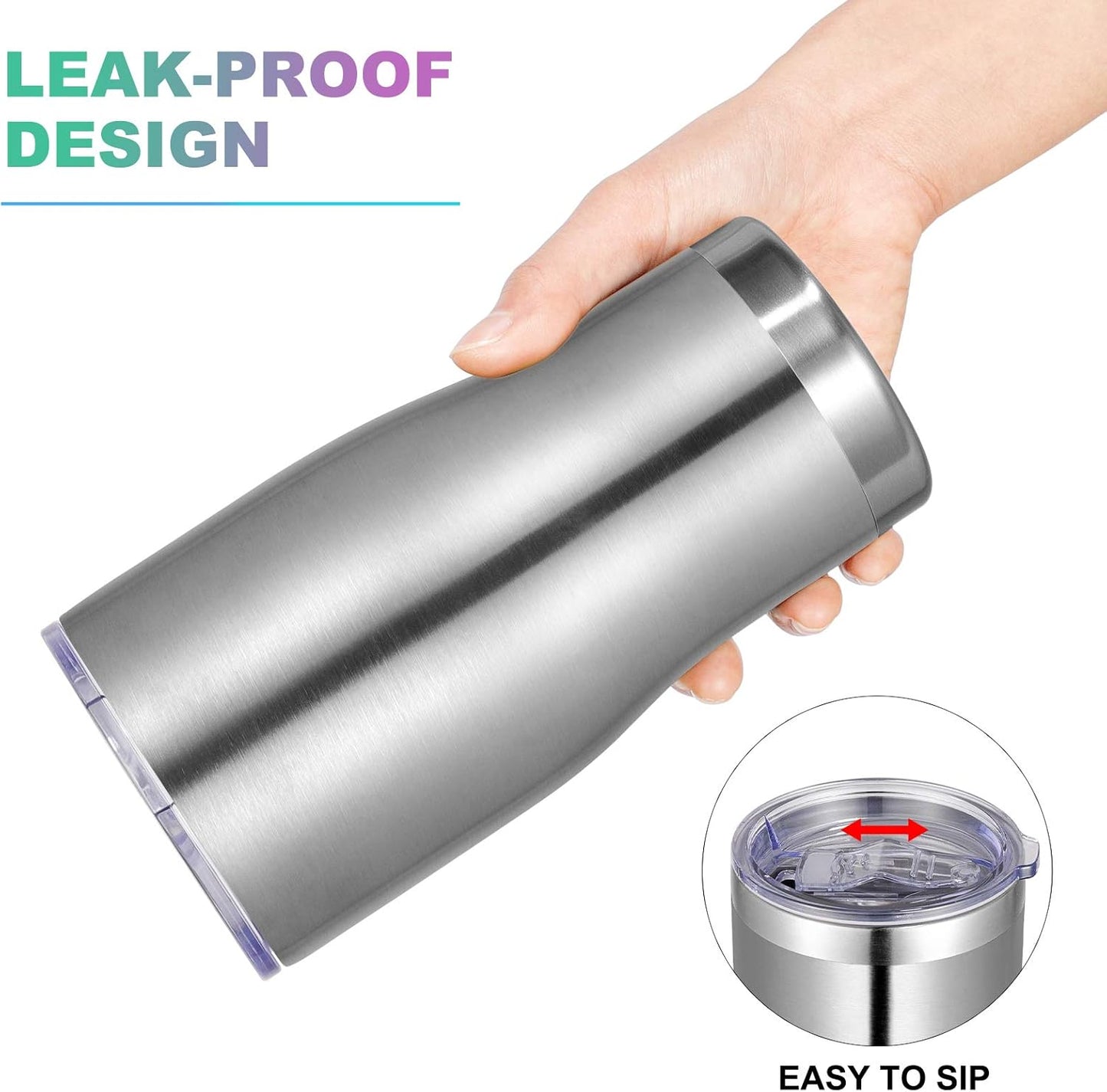20Oz Tumbler Stainless Steel Tumbler Cup with Lid and Straw Vacuum Insulated Double Wall Travel Coffee Mug(Stainless 6 Pack)