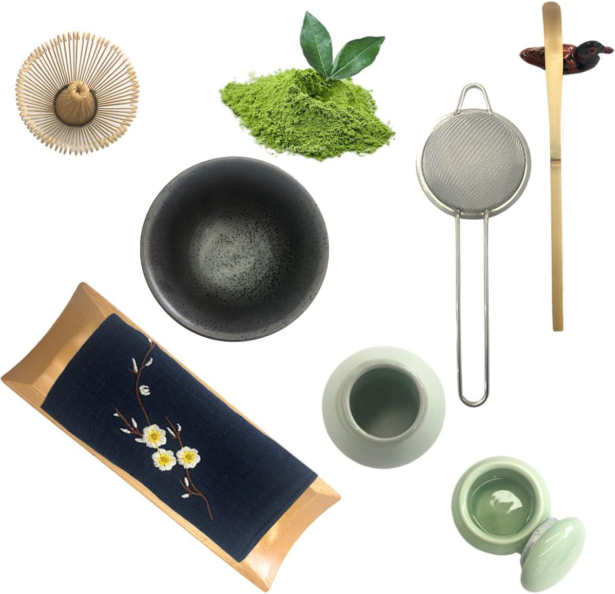 Traditional Japanese Matcha Tea Set, Matcha Whisk, Traditional Scoop, Matcha Bow
