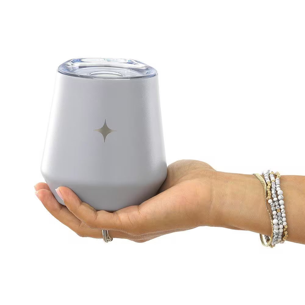 12 Oz. Grey Stainless Steel Vacuum Insulated Stemless Wine Tumbler with Lid