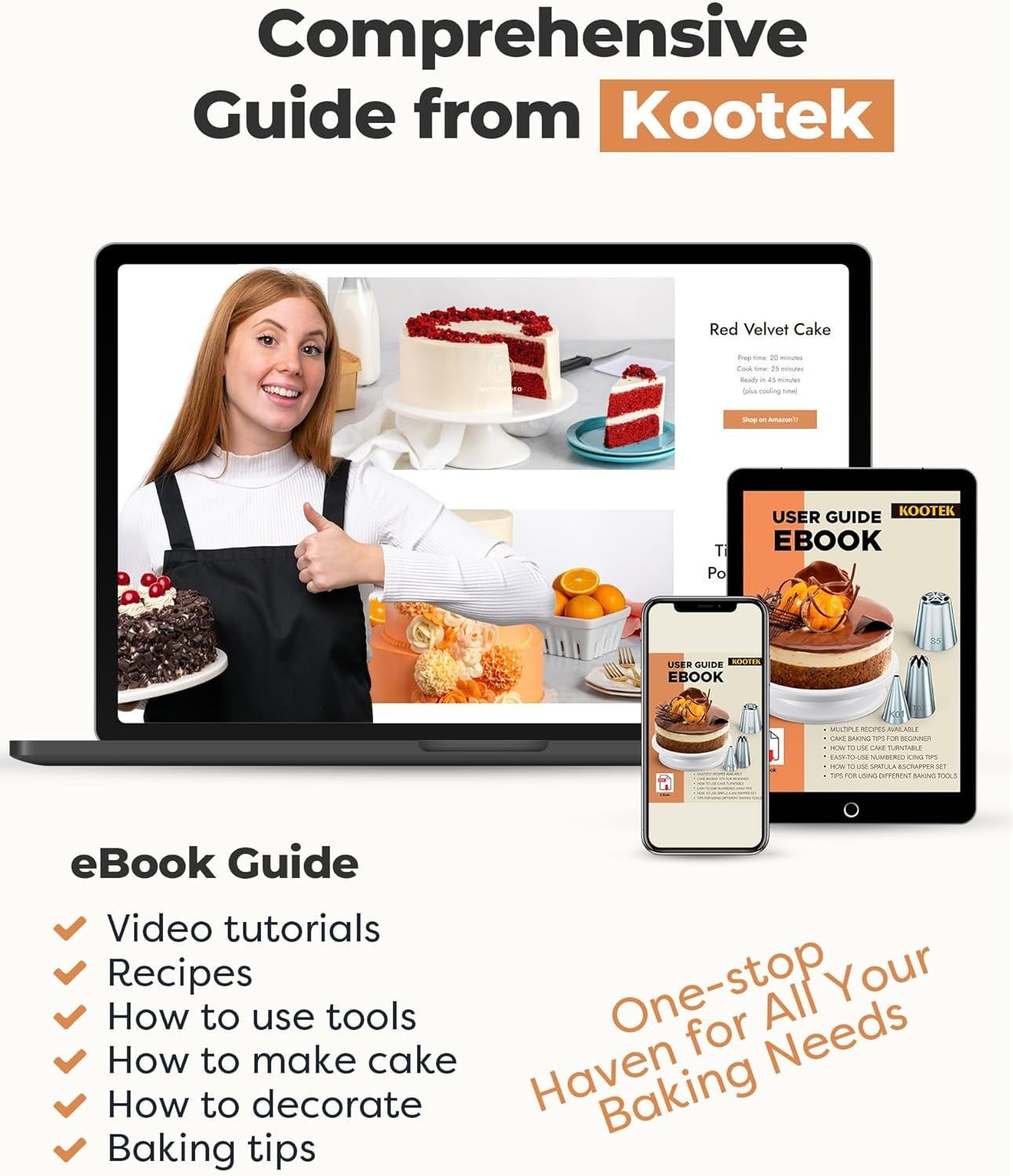 Kootek 71PC Cake Decorating Kit, Piping Tips, Turntable, Spatulas, Bags