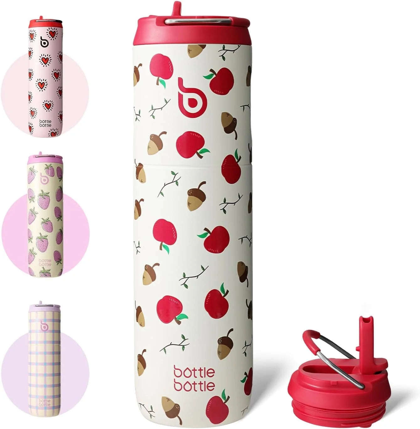 Insulated Water Bottle 24Oz with Straw Lid and Handle for Sports Travel Gym Stainless Steel Water Bottles Double-Wall Vacuum Metal Leak Proof Bpa-Free (Berry)