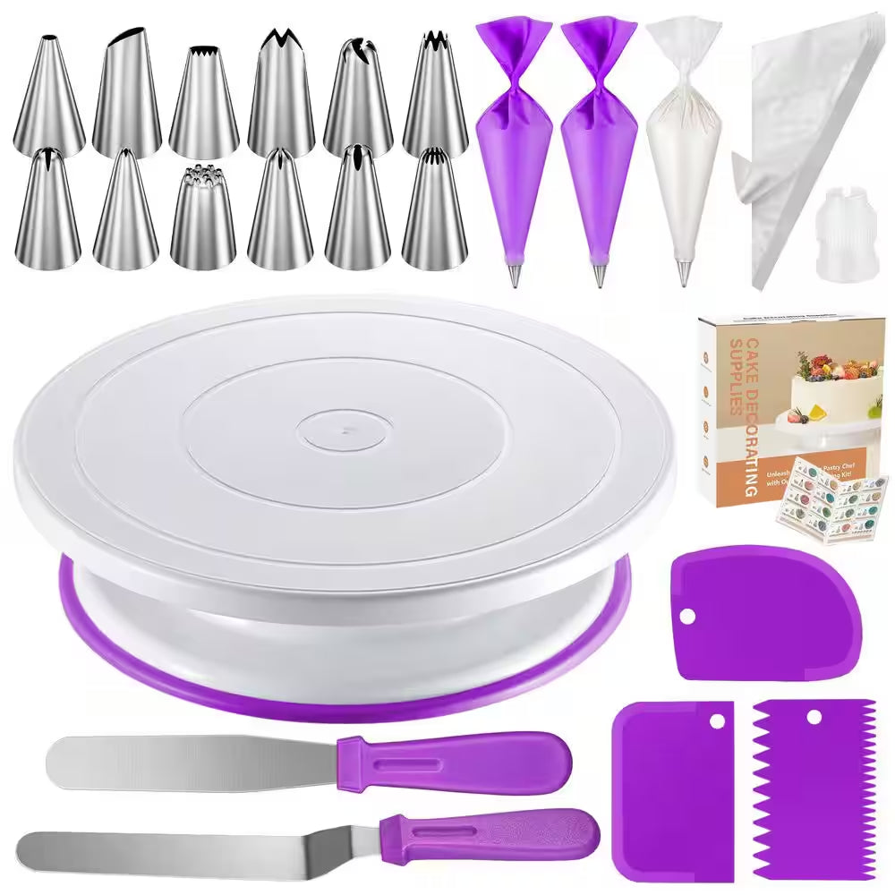 71-Piece Professional Cake Decorating Kit for Beginners and Home Bakers, for Birthdays, Weddings and Holidays, Purple