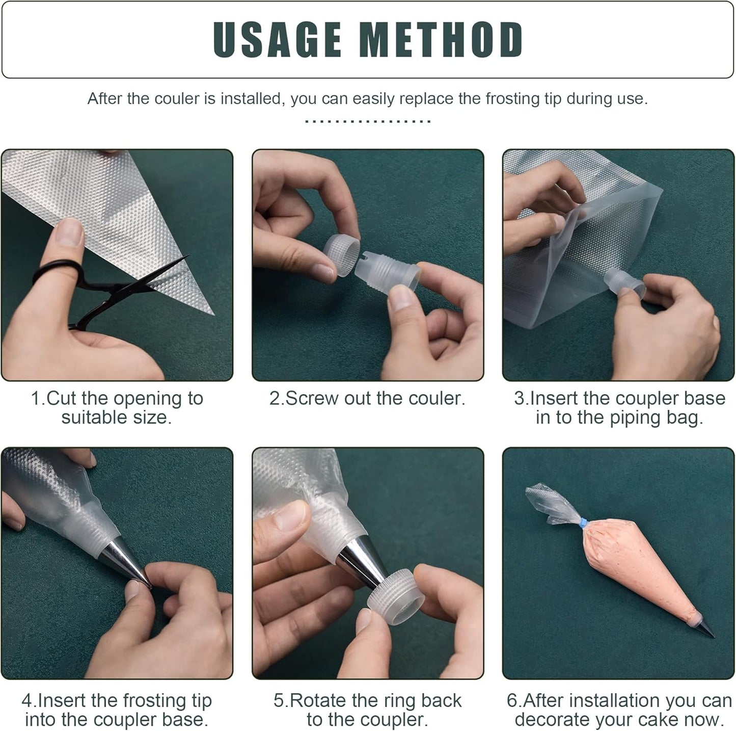 Piping Bags and Tips Set, Cakes Decorating Supplies Kit with 100Pcs 12 Inch Past