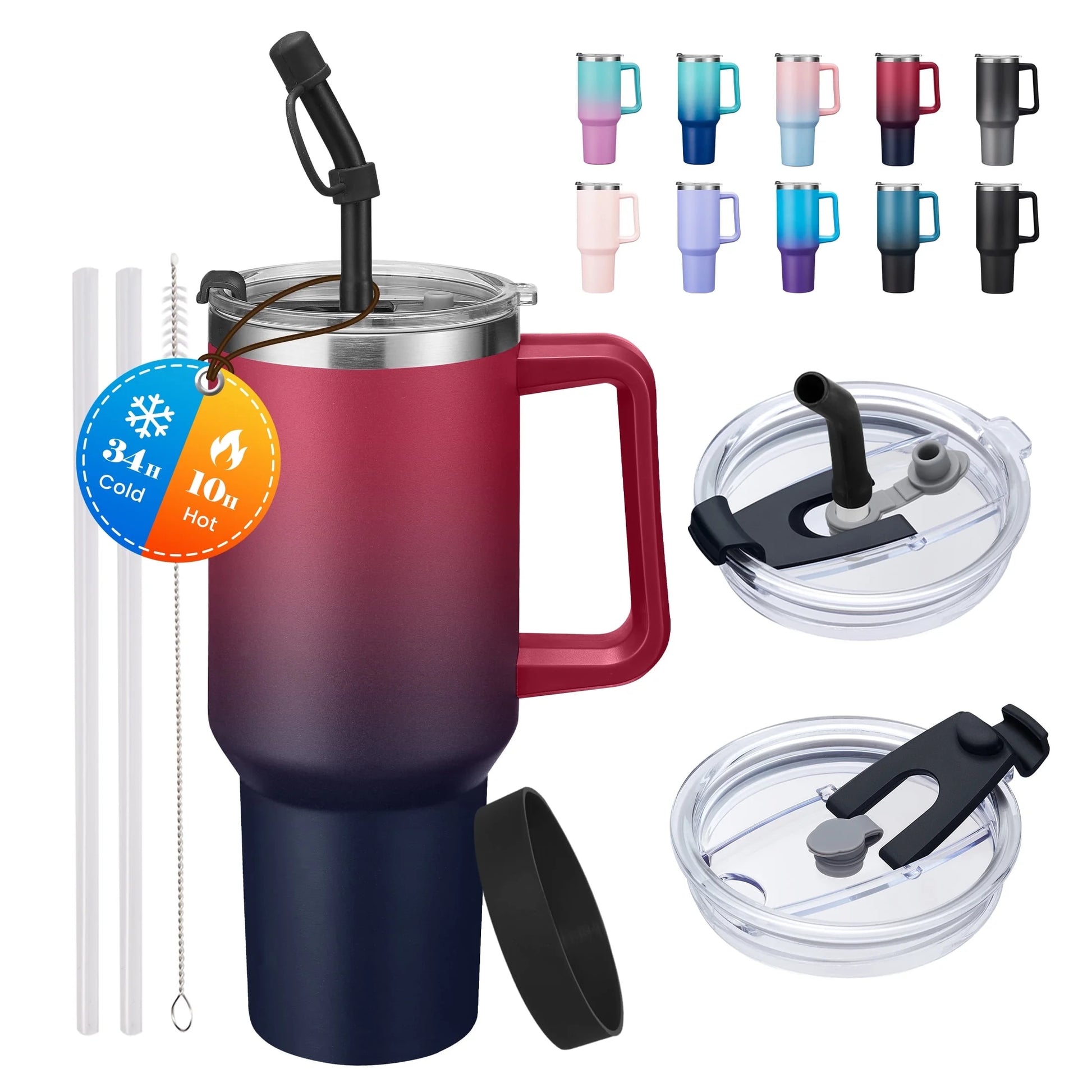 40 Oz Tumbler with Handle and Straw,Stainless Steel Insulated Cup,100% Leak-Proof Travel Coffee Mug for Hot and Cold Beverage,Water Bottle for Office Gym Car Metal Cup