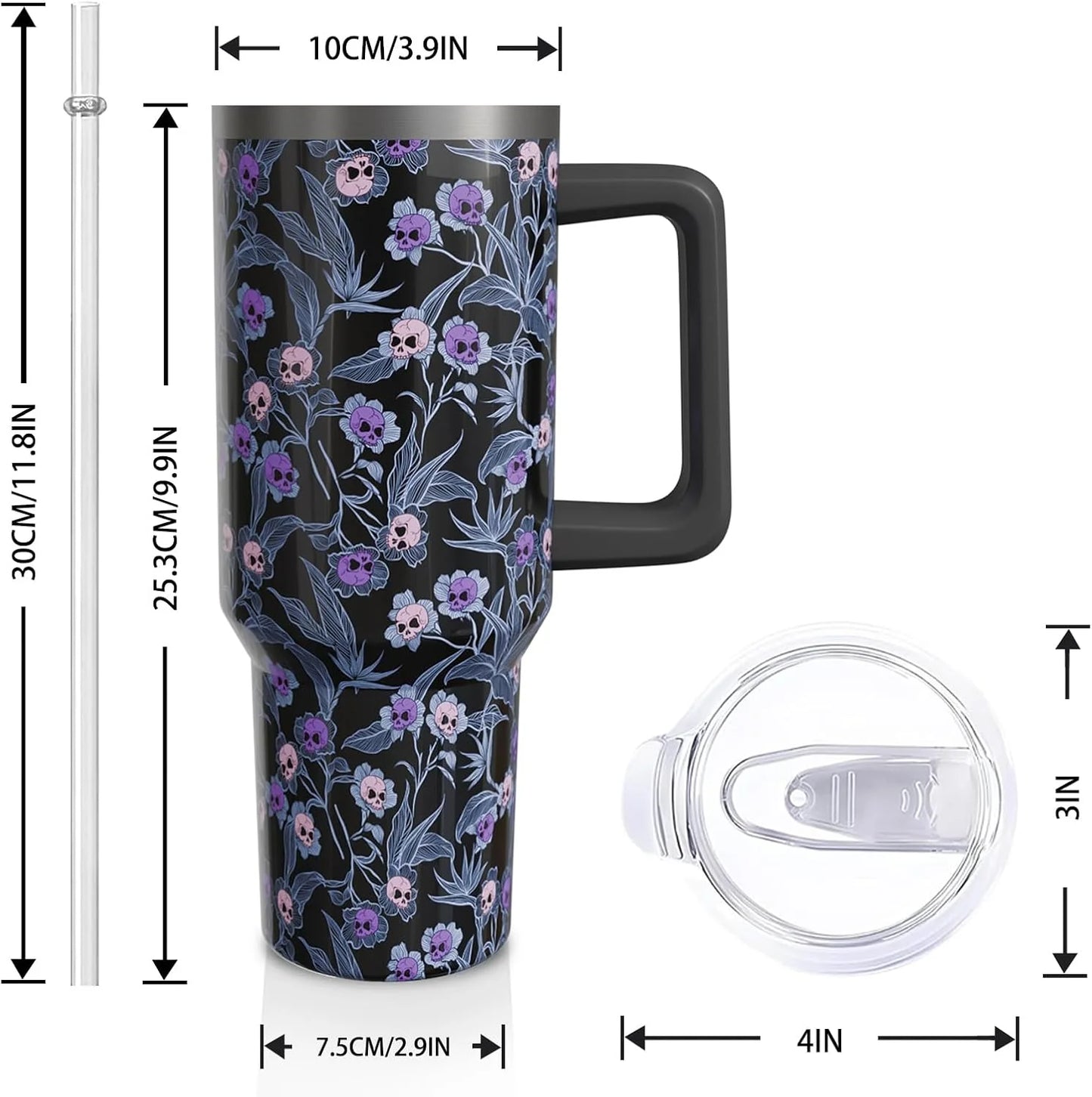 Tumblers 40 Oz Halloween Skull Stainless Steel Tumbler Glasses