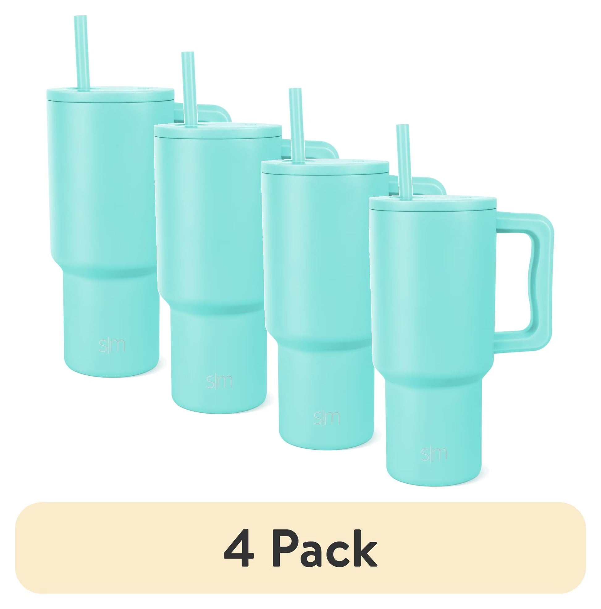 (4 Pack)  30 Fl Oz Insulated Stainless Steel Trek Tumbler with Straw Lid | Ocean Water