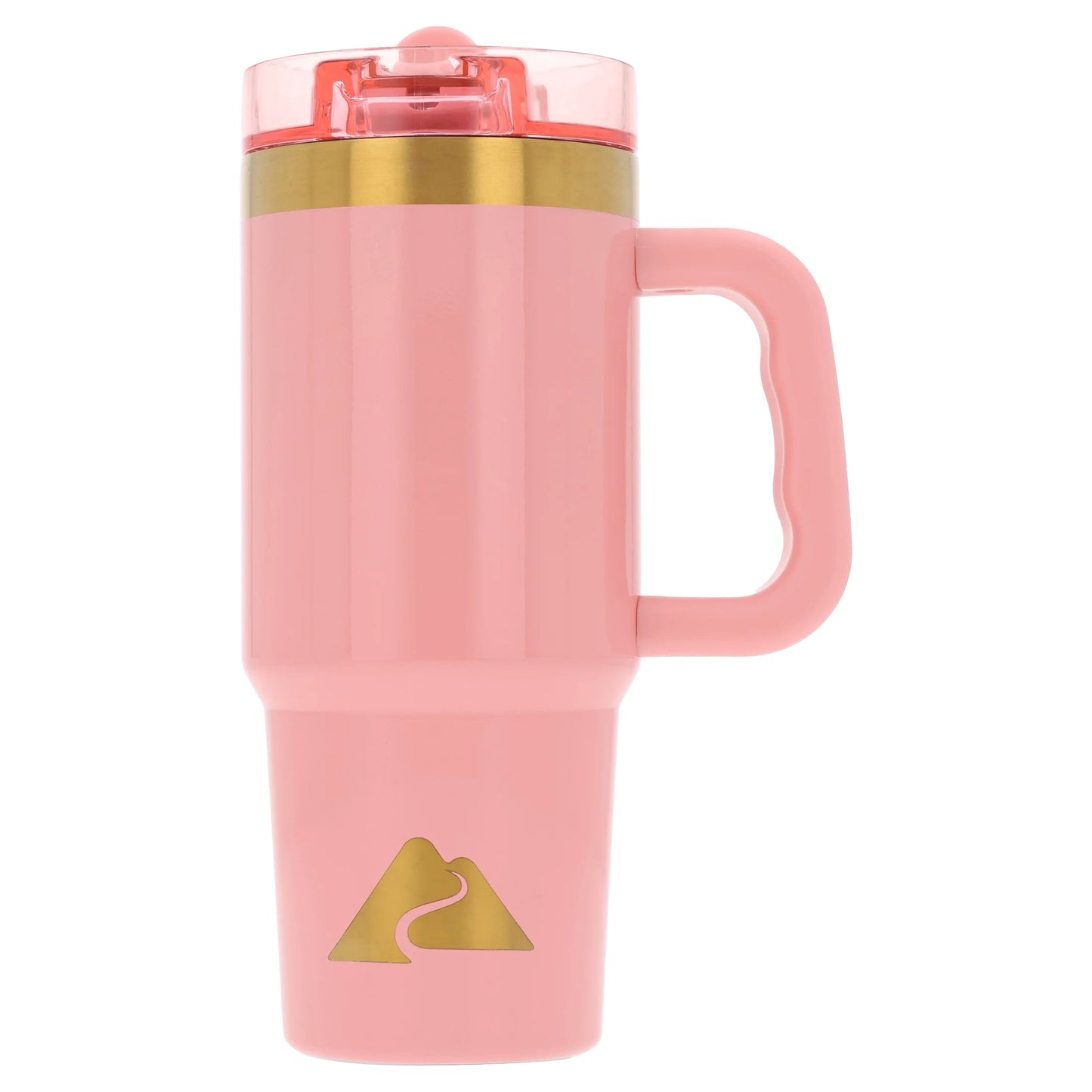 18 Oz Stainless Steel Insulated Tumbler with Handle and Flip-Straw Lid, Rose Shimmer