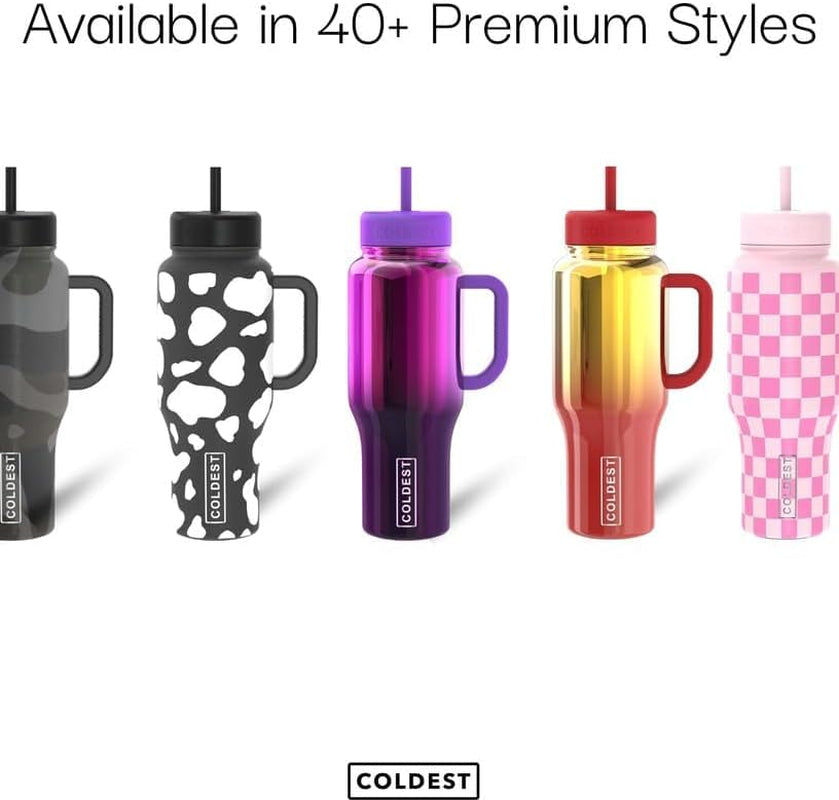 Coldest Tumbler with Handle and Straw, 100% Leak Proof Insulated Tumbler with Lid and Straw (3 Lids), Stainless Steel Tumblers for Women & Men, Cup Holder Friendly, 36 Oz (Across Universe)