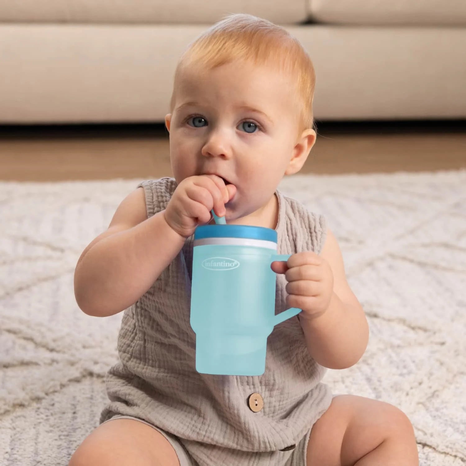 My 1St Tumbler – Adorable 10 Oz. Training Cup with Toddler-Friendly Straw and Handle, Moody Blue