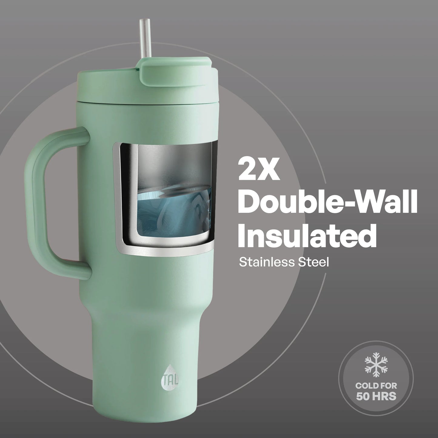 40Oz Stainless Steel Hudson Tumbler with Straw, Sage